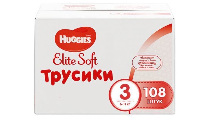 Трусики-подгузники [Huggies Elite Soft 3, 108 шт, 6-11 кг.]