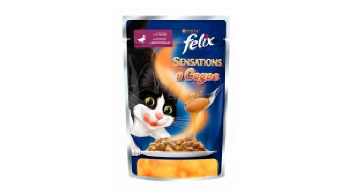 Влажный корм [для кошек FELIX SENSATIONS утка с морковью, 85 гр.]