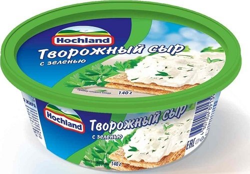 Сыр творожный "Хохланд" с зеленью 140 гр. 19502