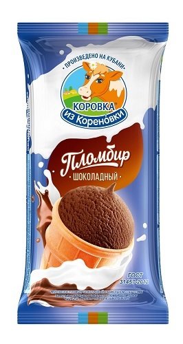 Мороженое КОРОВКА ИЗ КОРЕНОВКИ пломбир шоколадный 100 гр. (стаканчик) 9746