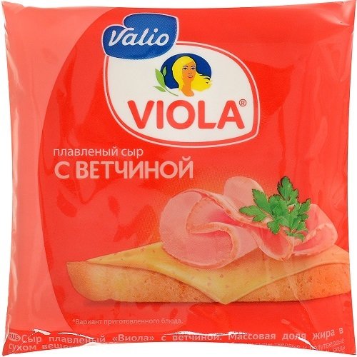 Сыр плавленый "Виола" с ветчиной с м.д.ж. 45% ломтики 140 г. 18746