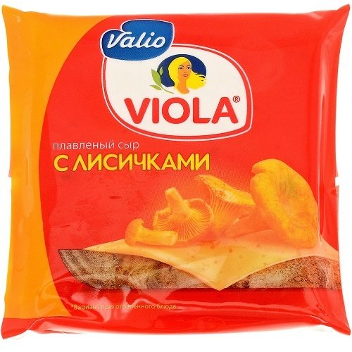 Сыр плавленый "Виола" с лисичками с м.д.ж. 45% ломтики 140 г. 18747
