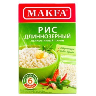 Рис длиннозерный пропаренный "Макфа" 5*80 гр. 10684