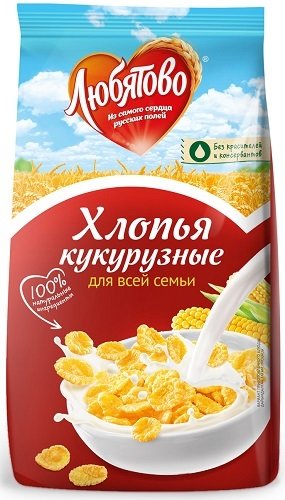 Хлопья кукурузные ЛЮБЯТОВО 300 г. пакет 15500