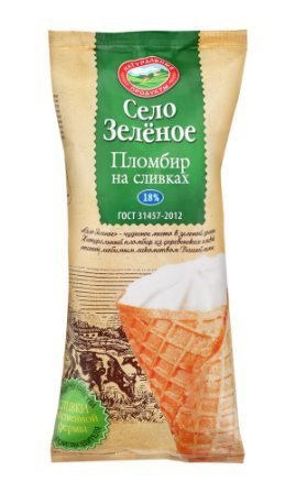 Мороженое СЕЛО ЗЕЛЕНОЕ пломбир рожок ванильный 110 гр.  11934