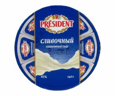 Сыр плавленый "Президент" круг Сливочный 140г 12436