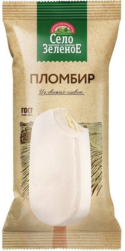 Мороженое СЕЛО ЗЕЛЕНОЕ эскимо пломбир с ароматом ванили 70гр. пленка 25008