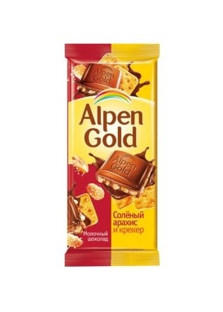 Шоколад "Альпен Гольд" Молочный с соленым арахисом и крекером 85 г. 20725