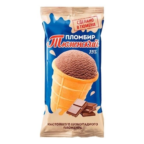 Мороженое ТЮМЕНСКИЙ ПЛОМБИР 15% шоколадный 80 гр. ваф.ст 25040