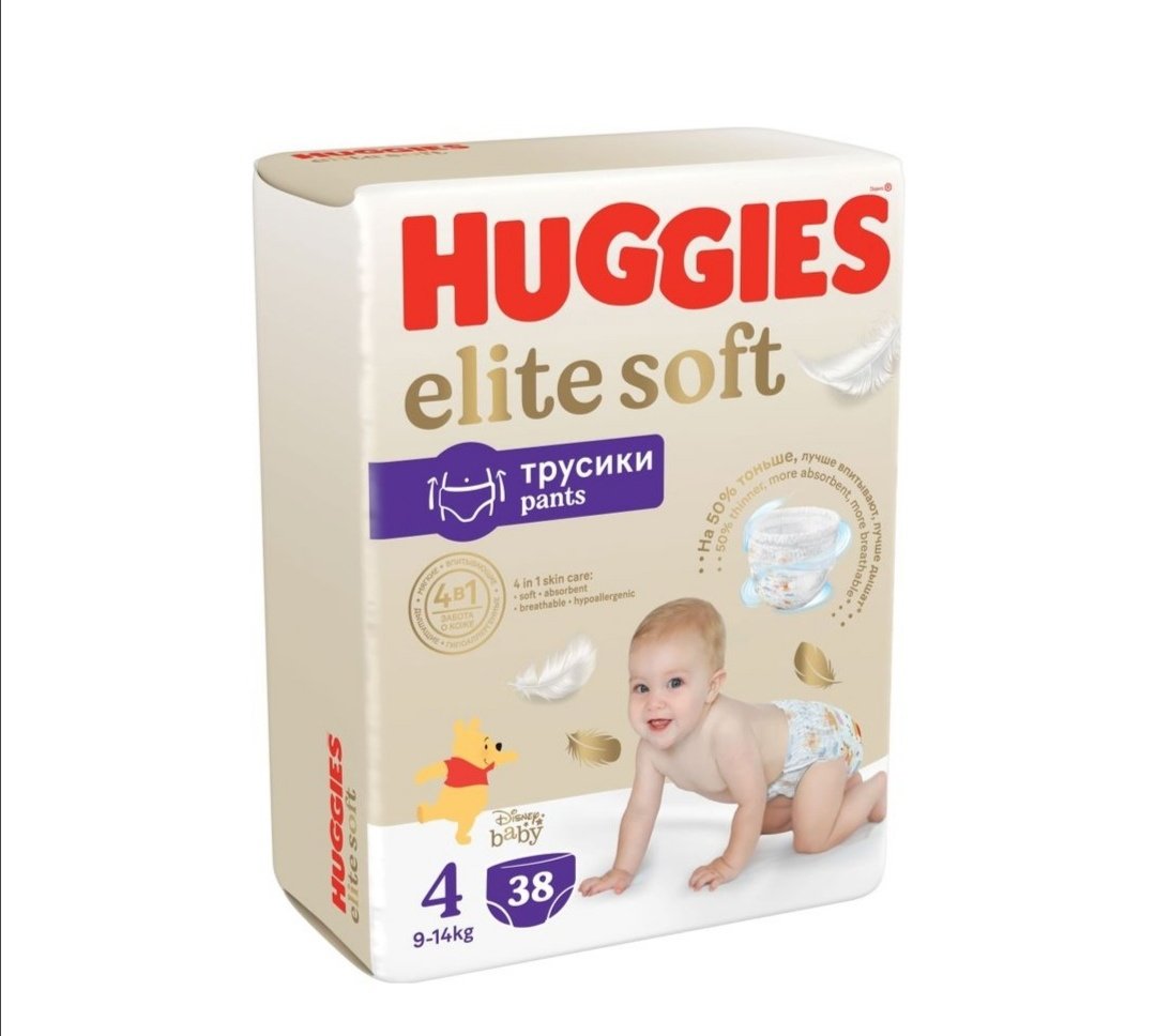 трусики-подгузники huggies элит софт 4  9-14 кг 38 шт