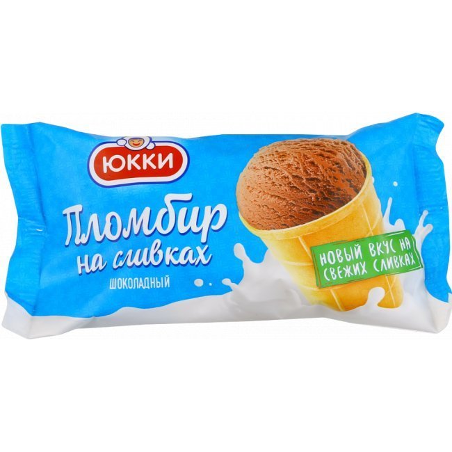 Мороженое ЮККИ Пломбир на сливках шоколадный 75 гр вафельный стакан 25807