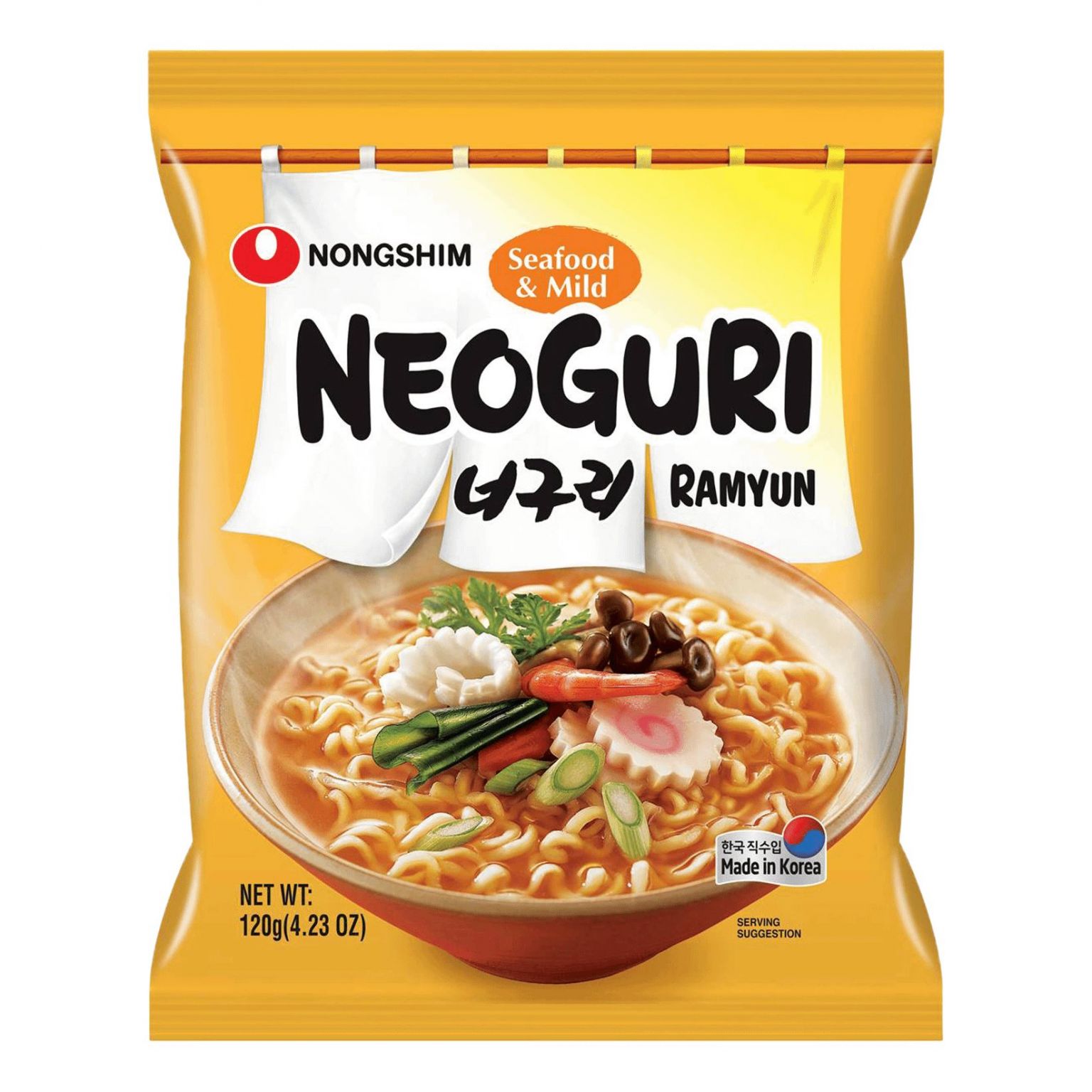Корейская лапша "Neoguri Ramyun" со вкусом морепродуктов в корейском стиле NONG SHIM.