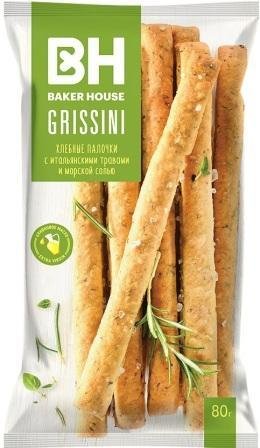Палочки GRISSINI хлебные с итальянскими травами и морской солью 80 г 3285