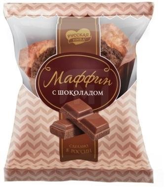 Маффин РУССКАЯ НИВА с шоколадом 80 г Хлебпром 10240