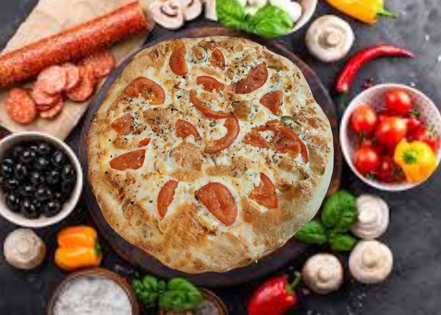 Пицца с мясом курицы