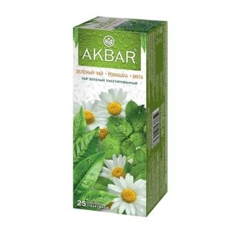 Чай АКБАР зеленый с ромашкой и мятой  (25*2г) 27444