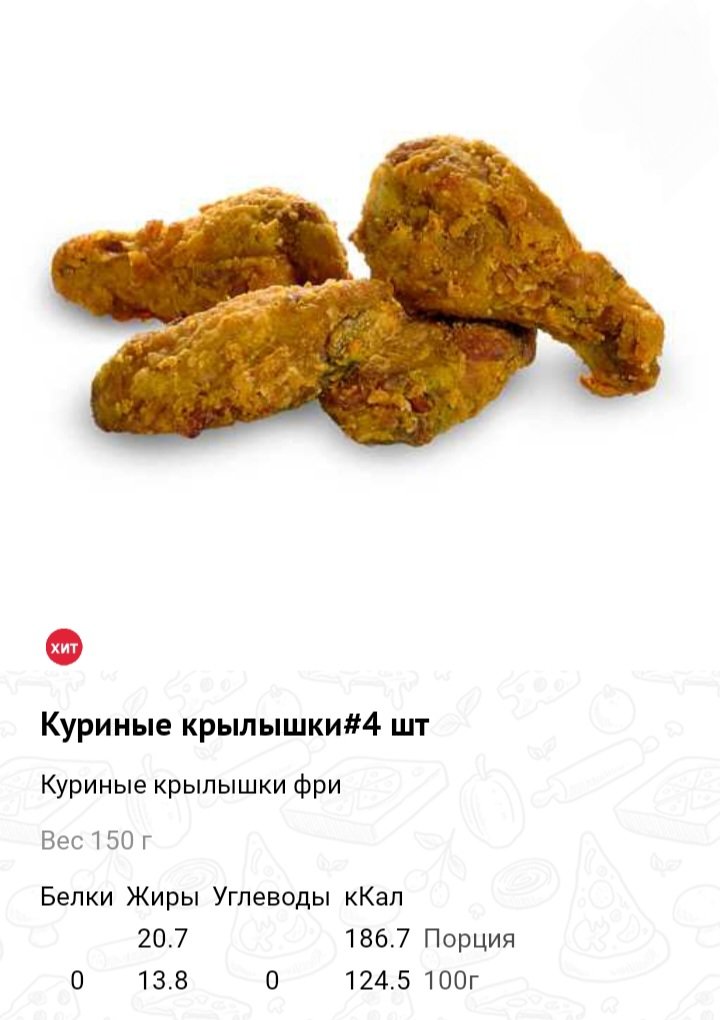 Куриные крылышки 4шт