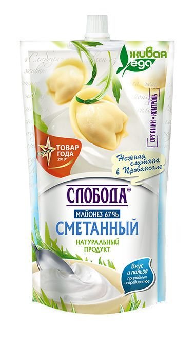 Майонез СЛОБОДА Провансаль Сметанный с м.д.ж. 67%, 400 мл 21216