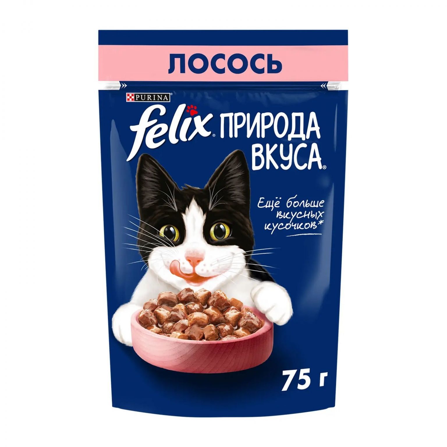 Влажный корм для кошек Felix Природа вкуса c лососем в соусе 75г