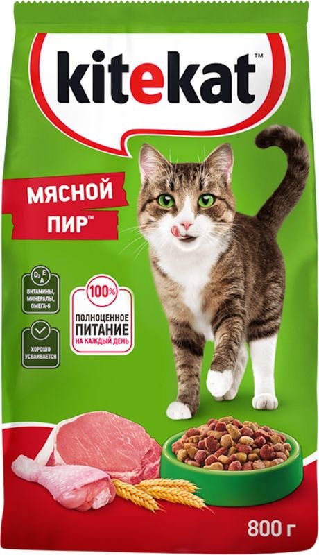 Сухой корм для кошек Kitekat Мясной Пир 800г