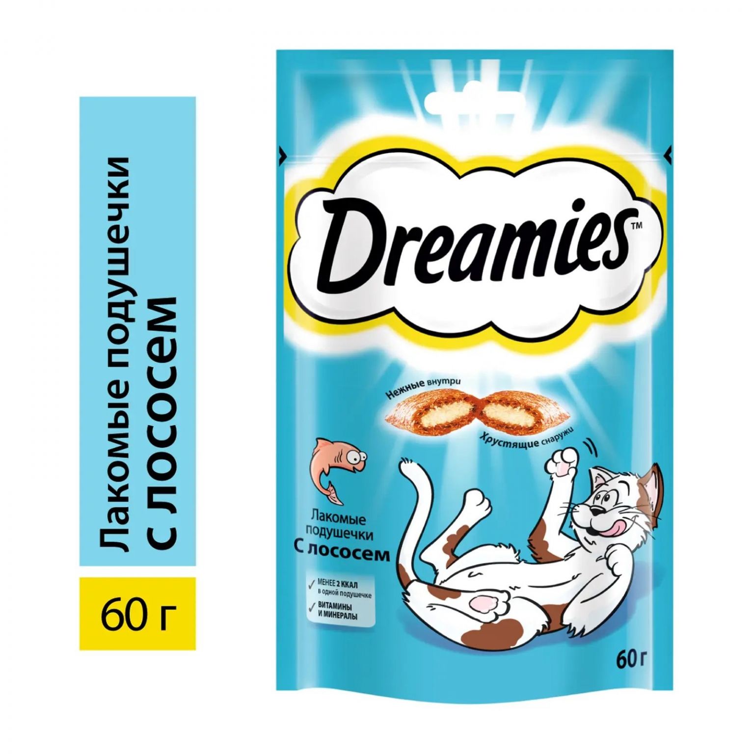 Лакомство для кошек Dreamies Подушечки с лососем 60г