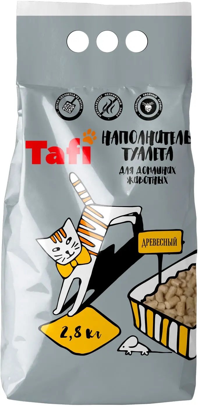 Наполнитель Tafi для кошачьего туалета древесный 2.8кг