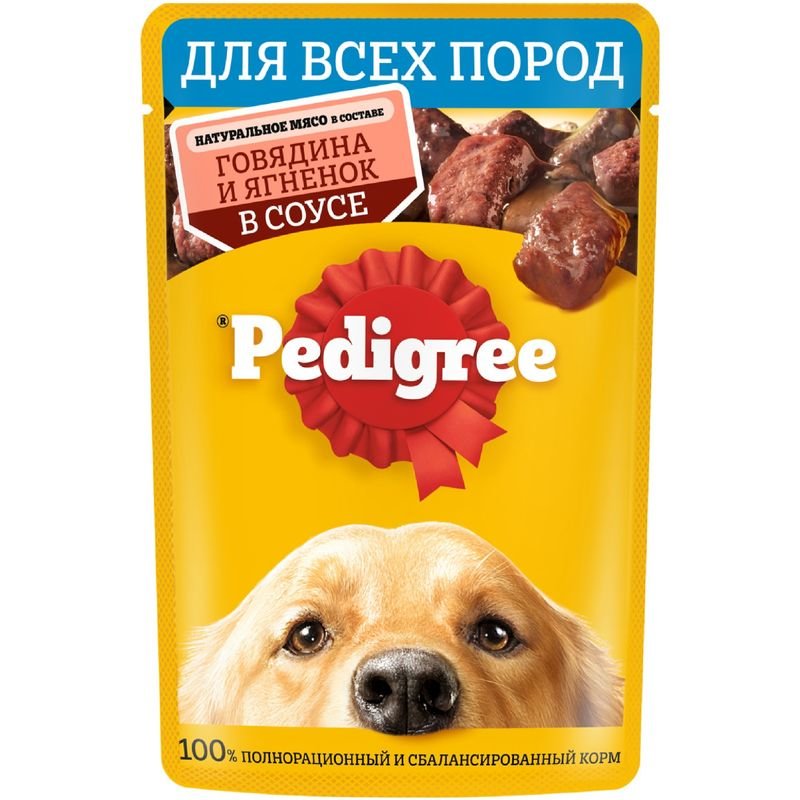 Влажный корм для собак Pedigree всех пород Говядина с ягненком в соусе 85г