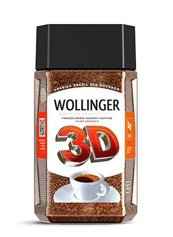 Кофе натуральный растворимый WOLLINGER 3D, 95 гр ст/б 18255