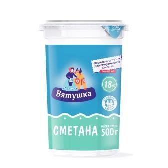 Сметана ВЯТУШКА с м.д.ж. 18% 500 г. пл/ст 17618