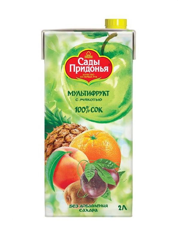 Сок Сады Придонья мультифрукт с мякотью 2 л