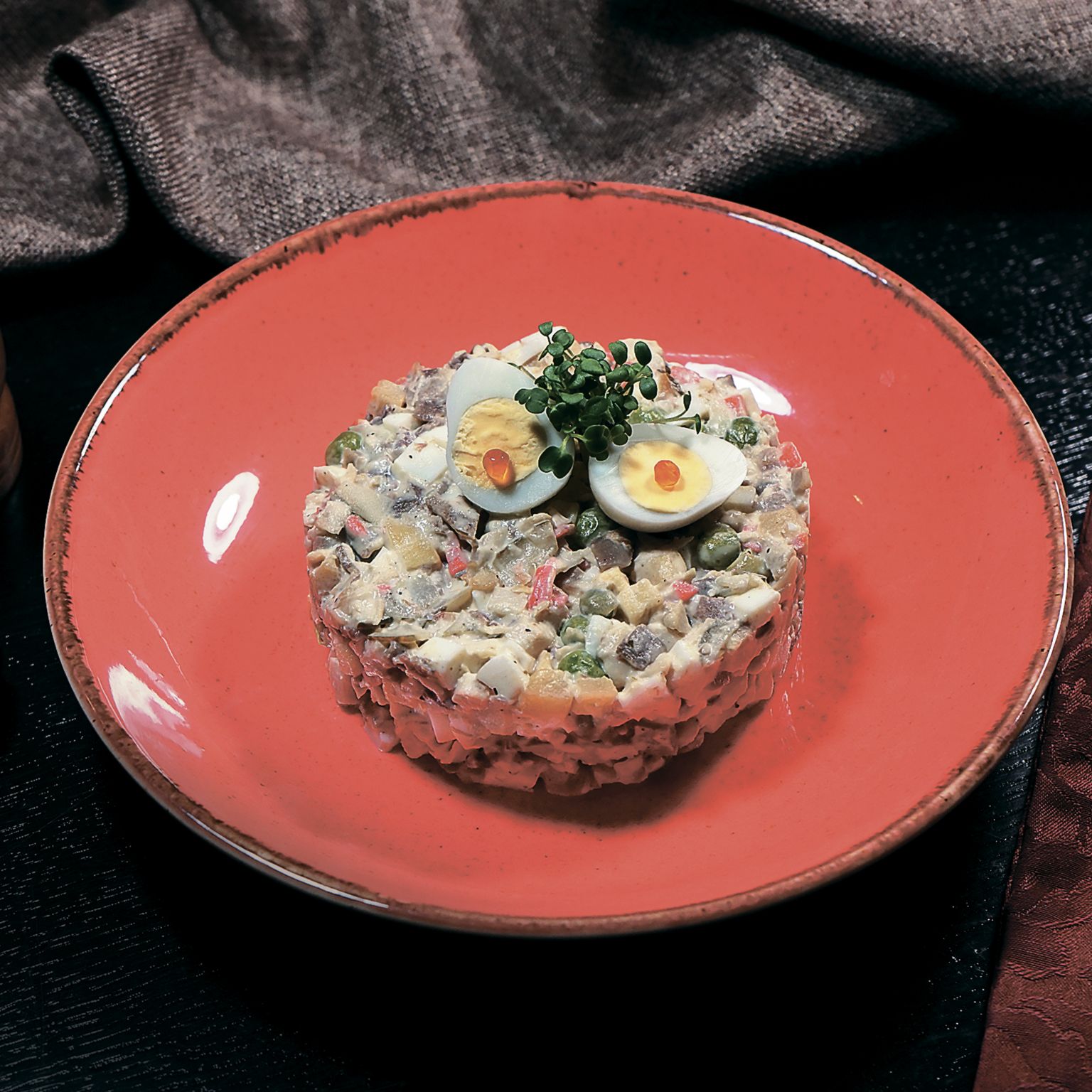 Оливье с креветками