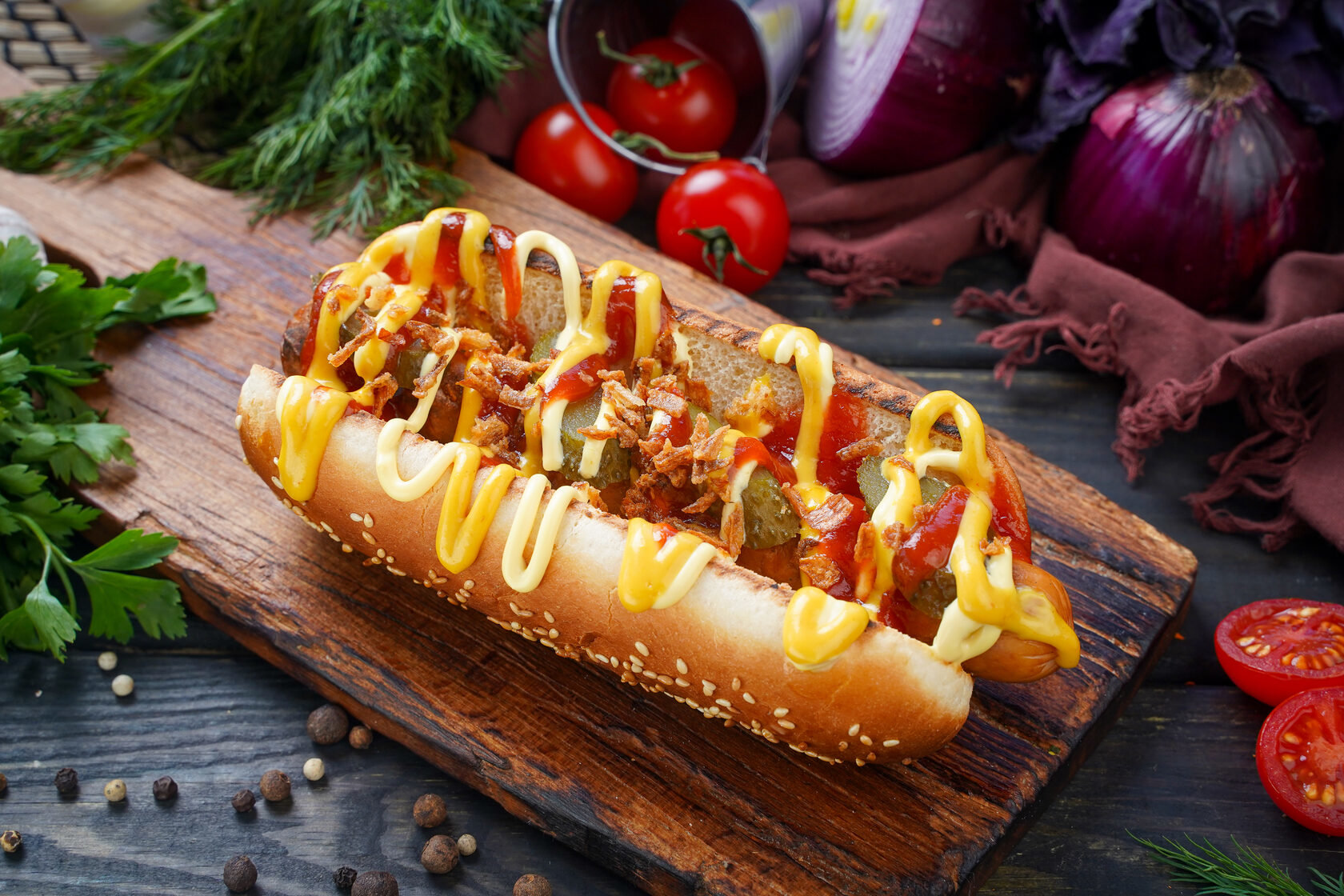 Датский хот-дог с куриной колбаской