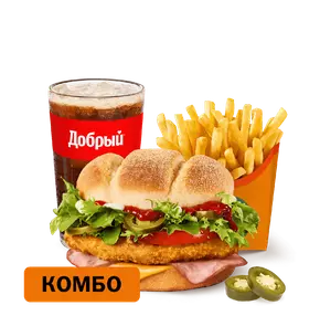 Острый Мехико Бургер с курицей Комбо Стандартный