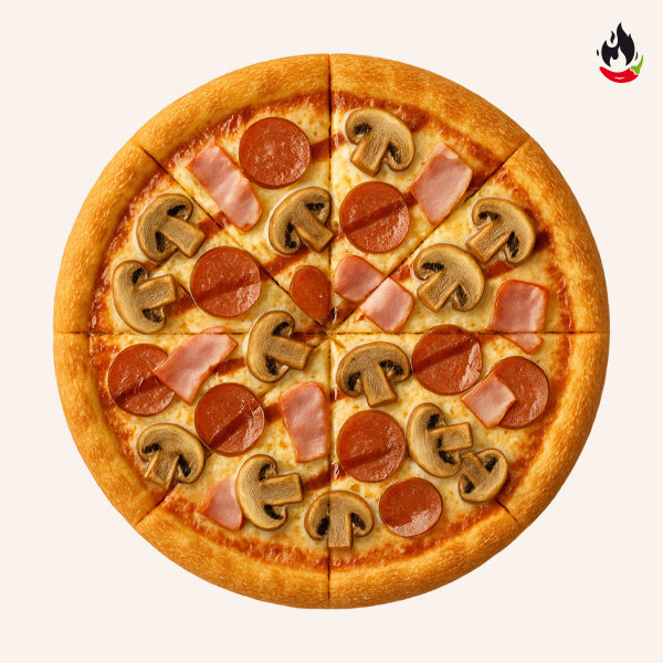 Пицца Пепперони с ветчиной и грибами 25 см