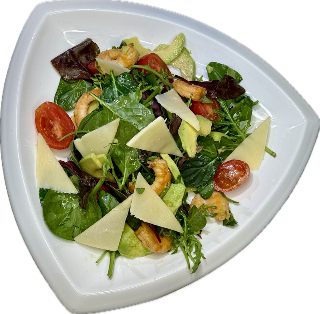 Салат руккола с креветками и авокадо