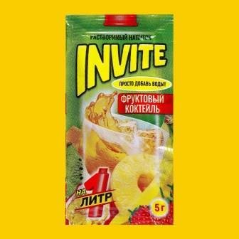 Напиток ИНВАЙТ сухой порошкообразный растворимый со вкусом Фруктовый коктейль 5 гр 28705