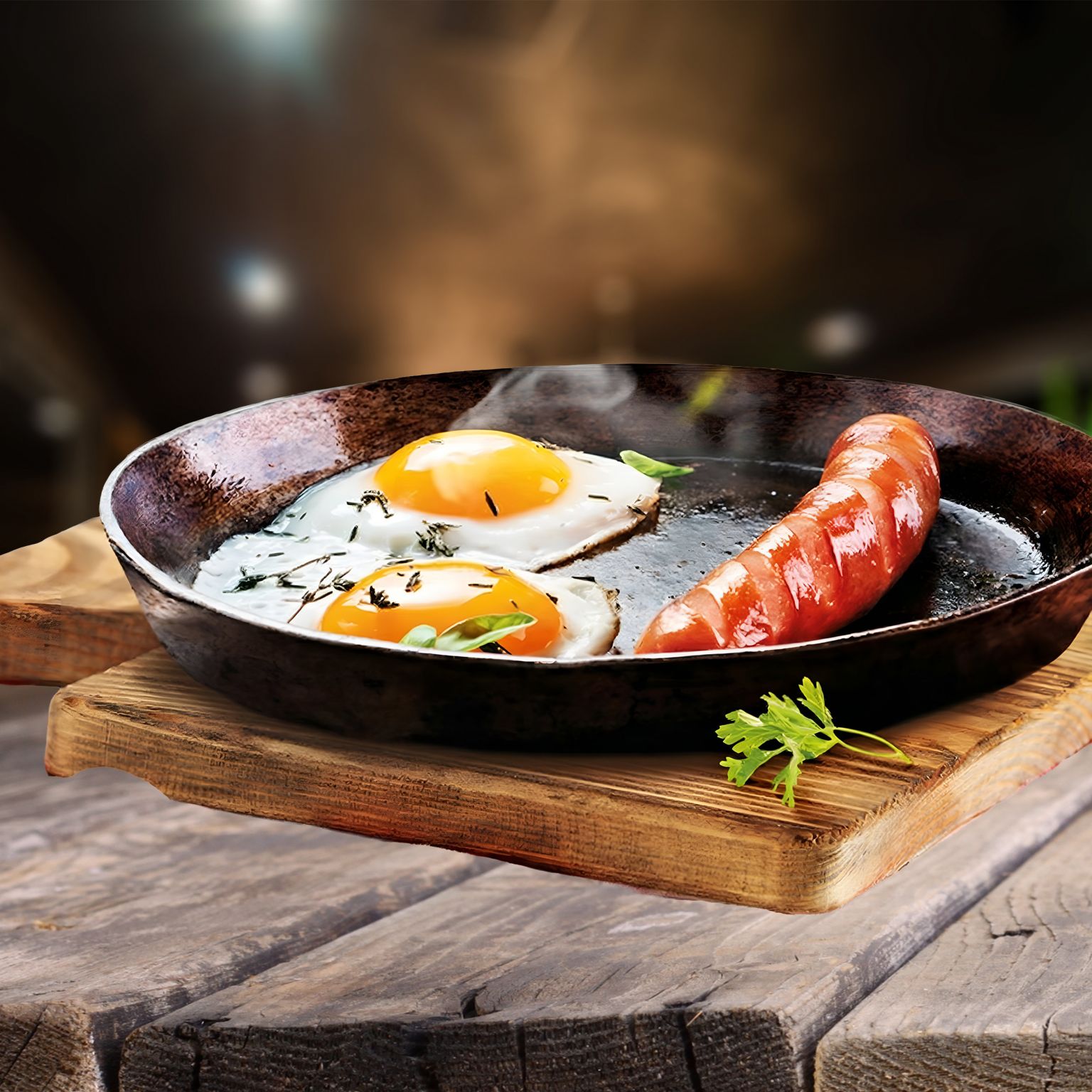 Яичница с свиной сосиской