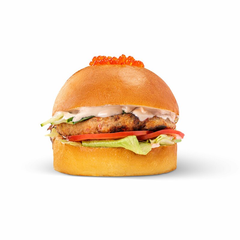 Бургер с крабовой котлетой